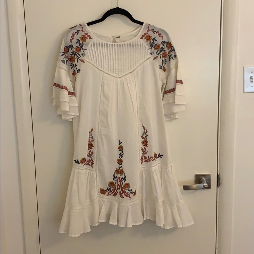Free People Pavo Embroidered Dress White XS